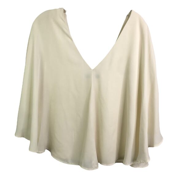 Cupcakes & Cashmere Women's Blouse Cape Sleeves Double V-Neck Cream Top Sz XS - Picture 3 of 10